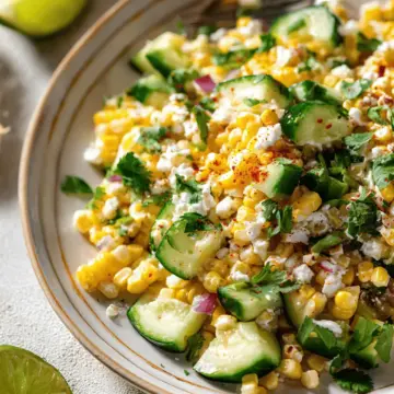 Mexican Street Corn Salad with Cucumber