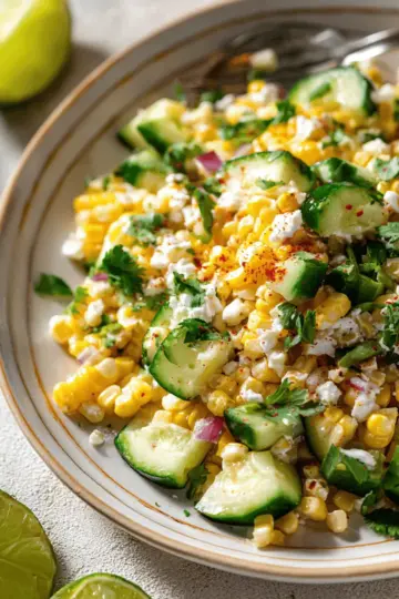 Mexican Street Corn Salad with Cucumber