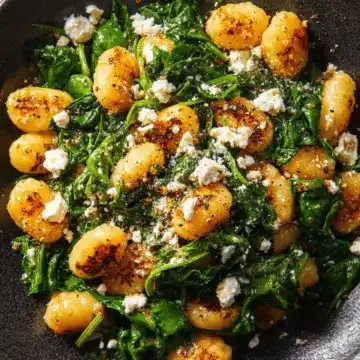 Crispy Gnocchi With Spinach and Feta