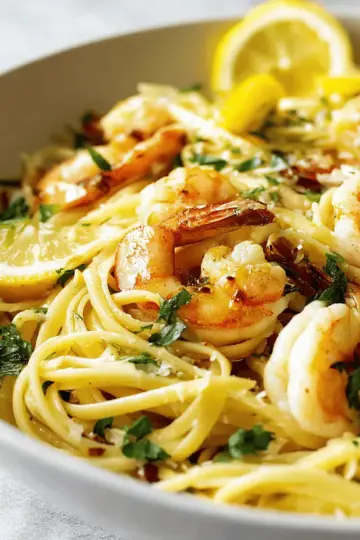 Lemon Garlic Shrimp Pasta