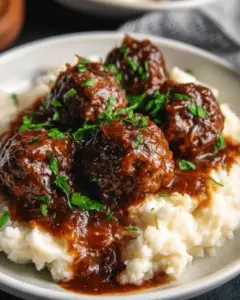 Crockpot Salisbury Steak Meatballs