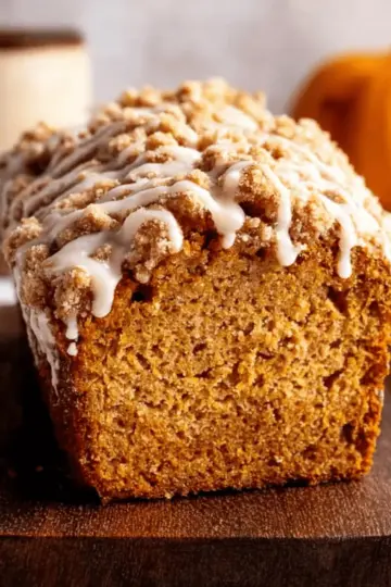 Streusel-Topped Pumpkin Bread with Maple Glaze