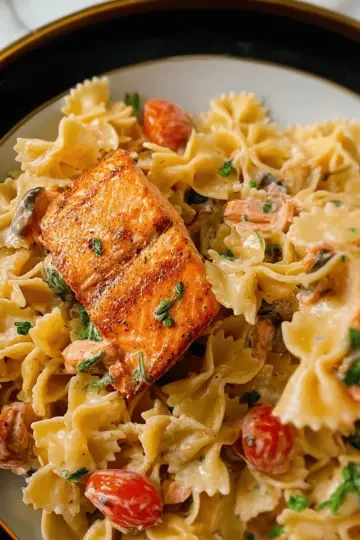 Healthy & Creamy Tuscan Salmon Pasta
