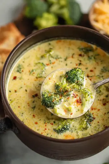 High Protein Broccoli Cheddar Soup