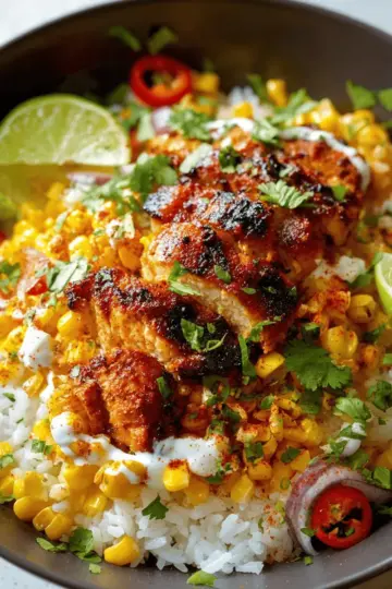 Street Corn Chicken Rice Bowl