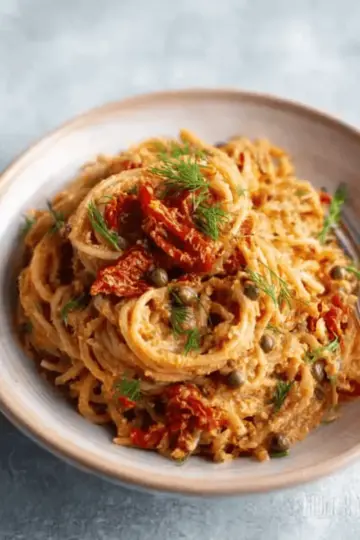 Creamy Sun-Dried Tomato Pasta with Capers and Dill