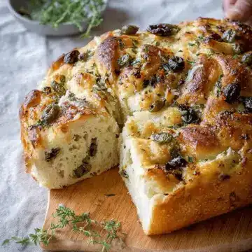 Olive and cheese bread with capers and thyme (with step-by-step pictures)