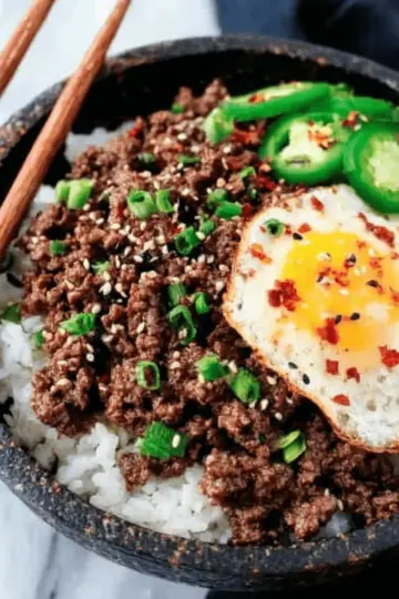 Korean Ground Beef and Rice Bowls
