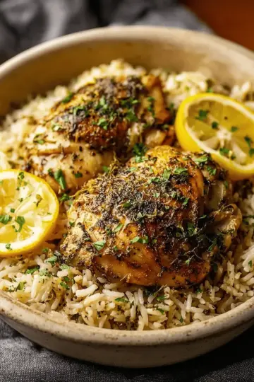 Slow Cooker Lemon Herb Chicken and Rice