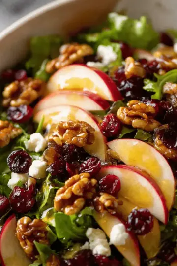 Apple Salad with Candied Walnuts and Cranberries