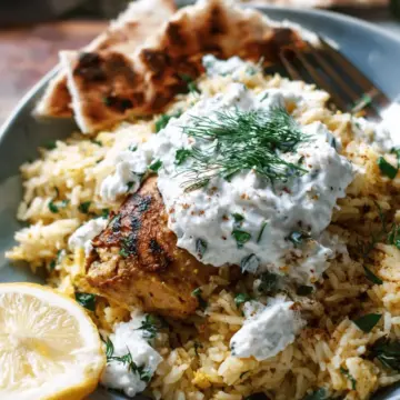 Dump-and-Bake Chicken Tzatziki with Rice