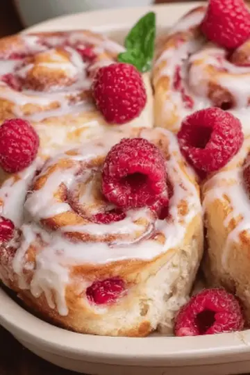 Raspberry Sweet Rolls with Lemon Glaze