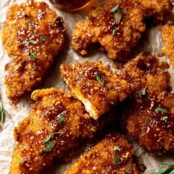 Baked Crunchy Hot Honey Chicken.