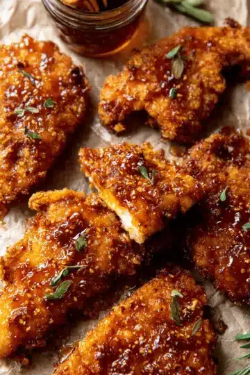 Baked Crunchy Hot Honey Chicken.
