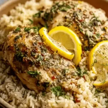Slow Cooker Lemon Herb Chicken and Rice