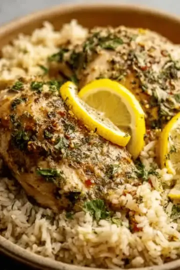 Slow Cooker Lemon Herb Chicken and Rice