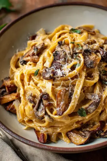 Caramelized Leek and Mushroom Gruyere Pasta