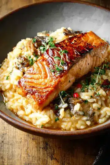 Japanese Style Risotto with Seared Salmon