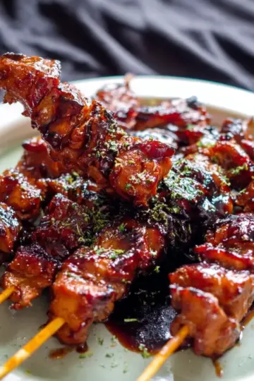 Sticky Bourbon Chicken Skewers