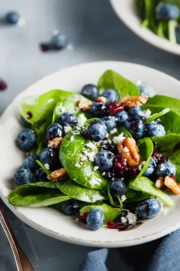 blueberry spinach salad with honey balsamic dressing