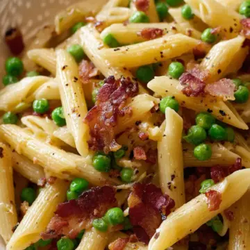 Penne Pasta, Peas and Bacon – Easy & The Best!