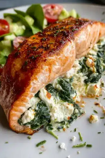 Spinach and Feta Stuffed Salmon