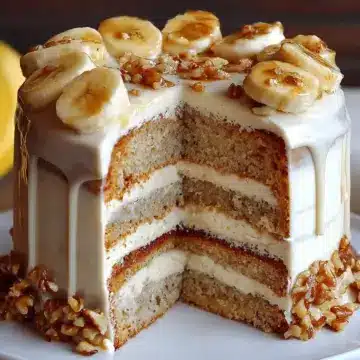 Heavenly Banana Walnut Cream Cake