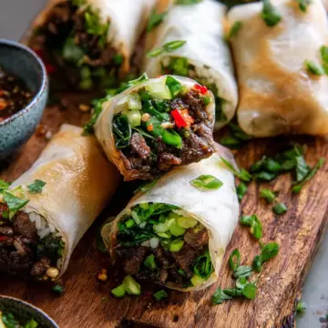 20 Minute Thai Basil Beef Rolls.