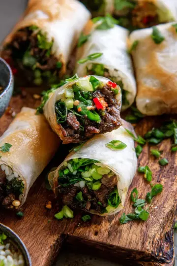 20 Minute Thai Basil Beef Rolls.