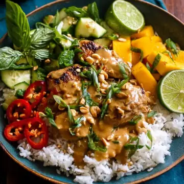 Weeknight Thai Peanut Chicken with Spicy Lime Mango.