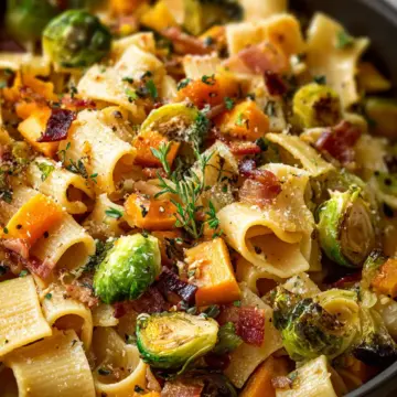 Brussels Sprouts and Butternut Squash Pasta