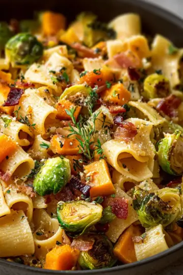 Brussels Sprouts and Butternut Squash Pasta