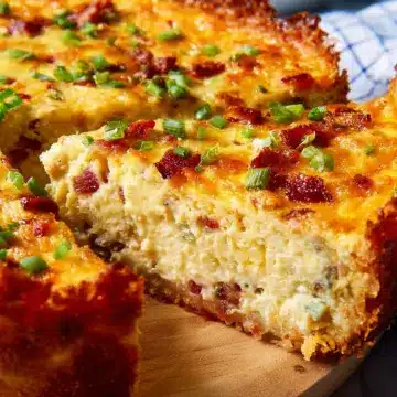 Crispy Hash Brown-Crusted Bacon & Cheddar Quiche