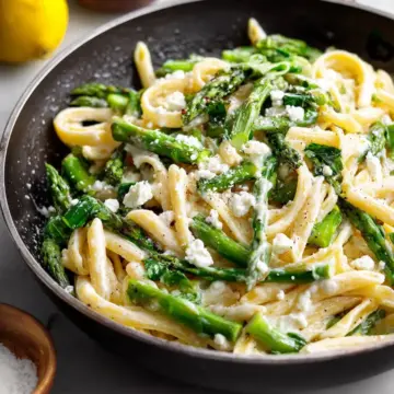 Lemon Asparagus Pasta with Feta