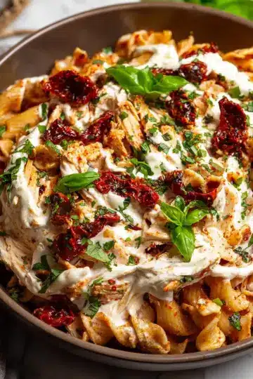 Whipped ricotta one pot chicken pasta – with sun dried tomatoes