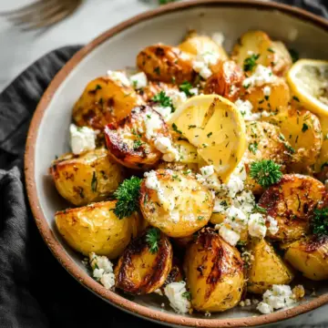 Easy Greek Roast Potatoes With Lemon And Feta