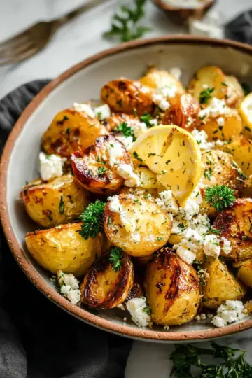 Easy Greek Roast Potatoes With Lemon And Feta