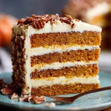 A Very Big Pumpkin Layer Cake – with Toffee Pecans and Cream Cheese Frosting