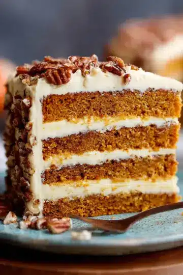 A Very Big Pumpkin Layer Cake – with Toffee Pecans and Cream Cheese Frosting