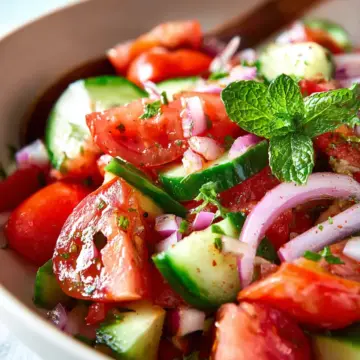 Mediterranean Salad with Tomato and Cucumber