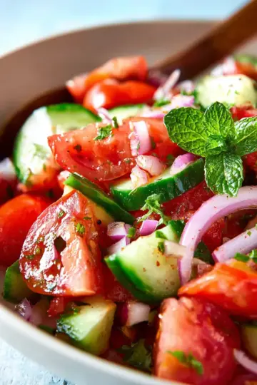 Mediterranean Salad with Tomato and Cucumber