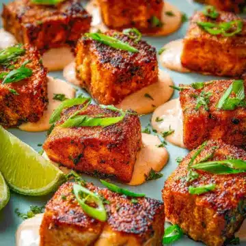 Crispy Salmon Bites with Harissa-Yogurt Sauce