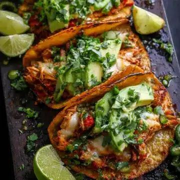 Crispy Poblano Chicken Tacos with Avocado-Jalapeño Salsa
