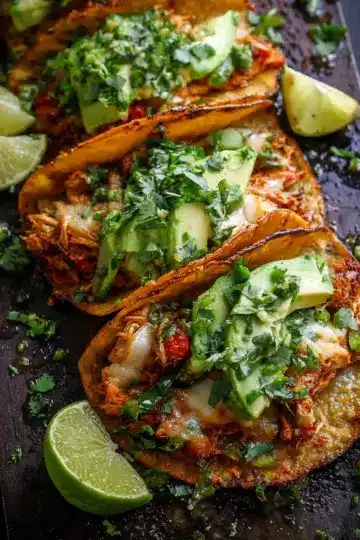 Crispy Poblano Chicken Tacos with Avocado-Jalapeño Salsa