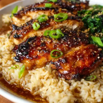 Honey Soy Glazed Chicken with Garlic Ginger Brothy Rice
