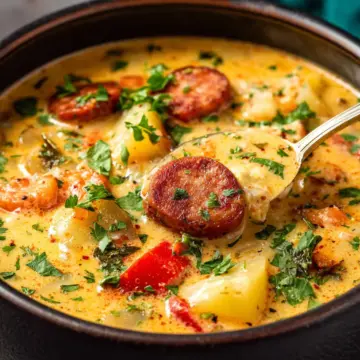 Creamy Crockpot Cajun Potato Soup (with Andouille Sausage)