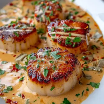 Seared Scallops with Spicy Cajun Cream Sauce