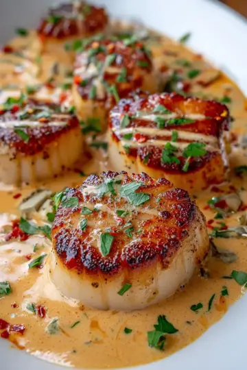 Seared Scallops with Spicy Cajun Cream Sauce