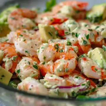 Shrimp salad with cilantro mayonnaise