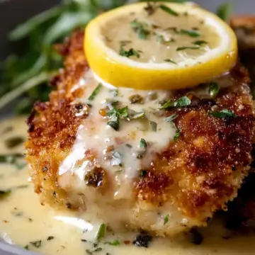 Lemon Pecorino Crusted Chicken with Creamy Lemon Sauce Recipe
